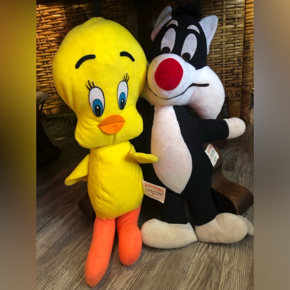 1971 Sylvester & Tweety Bird Plush Toys / Antiques